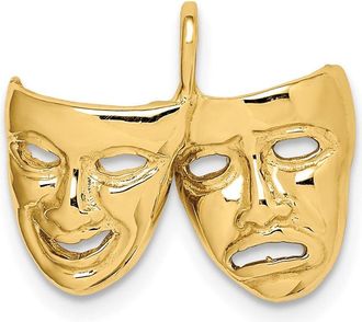 Diamond2Deal 14k Yellow Gold Polished Comedy/Tragedy Theater Masks Pendant