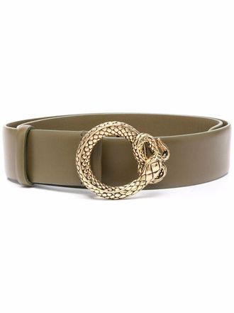 Alberta Ferretti snake-buckle leather belt - women - Calf Leather - S - Green