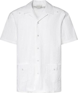 Dr&ocirc;le de Monsieur Chemise Cubaine Coton - Heren - Korte mouwen Overhemden - Wit - L - Katoen - Overhemden