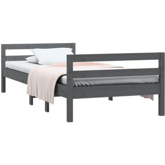 vidaXL Bed Frame without Mattress Grey 90x200 cm Solid Wood Pine Vidaxl