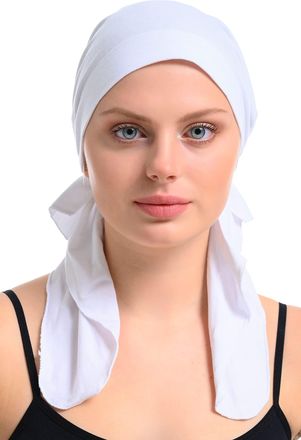 Generic Bamboo and Cotton Chemo Headwear Hair Loss Fitted Pre-Tied Bandana (White)