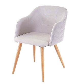 Hhg Nunca Usado] Silla De Comedor Hhg 237, Silla Silla De Cocina, Dise&ntilde;o Retro, Reposabrazos Tela/textil, Gris-gris Claro