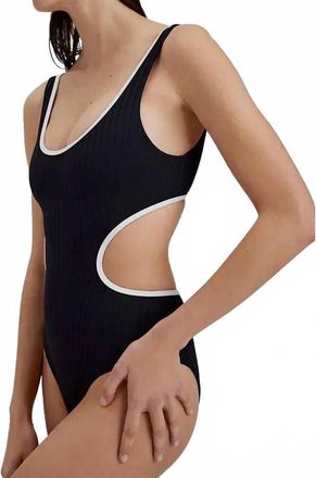 Solid & Striped Sarah Ribbed One Piece In Blackout