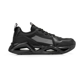 Emporio Armani High Sole Black Sneakers - Heren - Sneakers - Zwart - 41 1/3 EU - Leer - Schoenen
