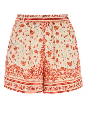 Fendi Womens Printed Silk Shorts Coral Exterior