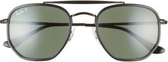 Ray-Ban 52mm Polarized Irregular Aviator Sunglasses in Black at Nordstrom Rack
