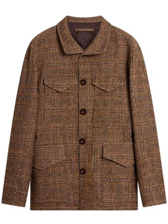 Ballantyne Checkered Brown Jacket with Structured Collar and Flap Pockets