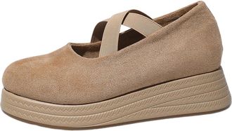 Generic Khaki Feminine Wedge Shoes with Round Toe Design Comfortable for Everyday Activities Versatile and Stylish for Daily Wear