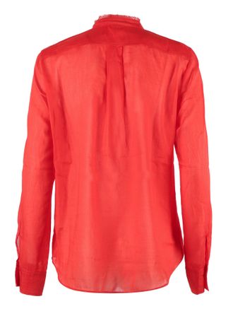 Forte_Forte Semi Sheer Cotton Silk Lace Blouse