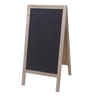 Hhg Pizarra Publicitaria Xl Hhg-989, Pizarra De Pie Tap&oacute;n Para Clientes, 2 Superficies De Escritura Plegable, 100x50cm, Color Natural
