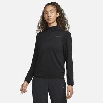 Nike Womens Swift Element UV Protection 1/4-Zip Running Top in Black | FB4316-010