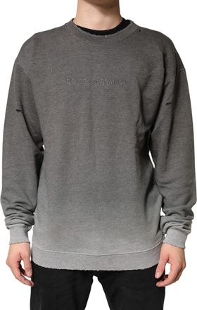 Dolce & Gabbana Gray Cotton Crew Neck Men Sweatshirt Mens Sweater