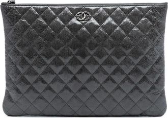 Chanel Pre-owned Clutches, female, Black, Size: ONE SIZE Pre-owned Quilted Pouch