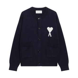 Ami Crewneck Cardigan - Heren - Truien - Blauw - Maat: S Katoen
