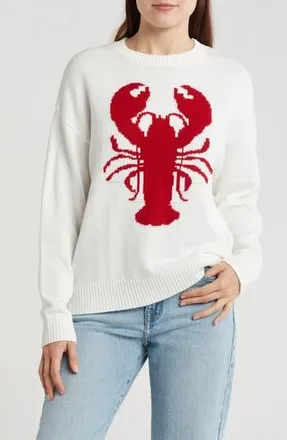Vigoss Lobster Pullover Sweater in White at Nordstrom Rack, Size X-Small