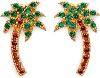 Palm Angels crystal-embellished palm tree earrings - women - glass/Brass - One Size - Green
