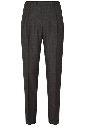 Berwich Grey 2 Pinces Barber Virgin Wool Tailored Trousers
