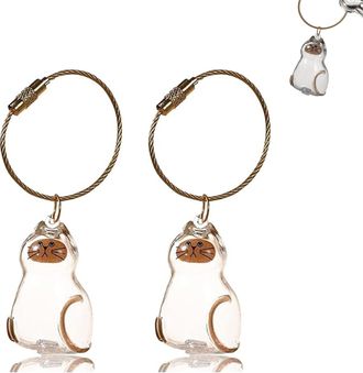 Generic Cat Hair Storage Bottle Keychain,Cat Hair Keychain,2PCS Cat Hair Storage Bottle,Cute Pet Memorial Gifts (C)