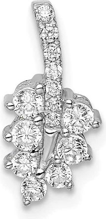 Diamond2Deal 14K White Gold Lab Grown Diamond Small Leaf Chain Slide Pendant (0.25ct, VS, G-H)