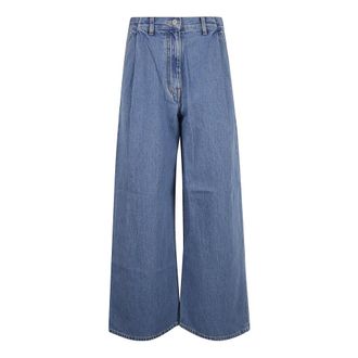 Givenchy Jeans, Dames, Blauw, W29, Katoen, Baggy Broek met Plooien Aziatische Pasvorm