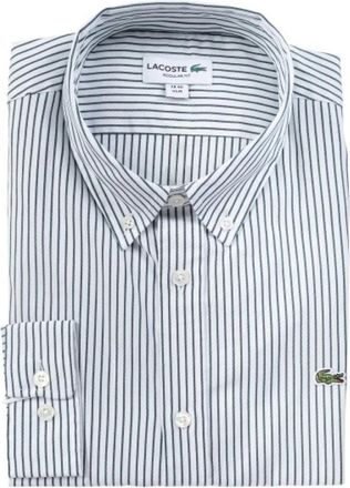 Lacoste Regular Fit Gestreken Pinpoint Overhemd - Heren - Zakelijke Overhemden - Blauw - S - Katoen - Overhemden