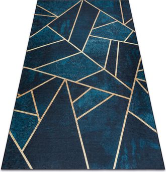 RugsX Rugsx - Alfombra Lavable Andre 1173 Mosaico, Geom&eacute;trico Antideslizante - Turquesa / Oro Blue 120x170 Cm