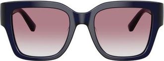 Tory Burch 52mm Gradient Polarized Square Sunglasses in Transparent Blue /Violet at Nordstrom