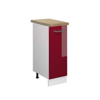 Vicco Armario De Farmacia R-line, Rojo Burdeos Alto Brillo, 30 Cm, Et Roble