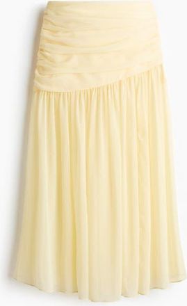 H&M Sheer Maxi Skirt in Light Yellow at Nordstrom, Size 10