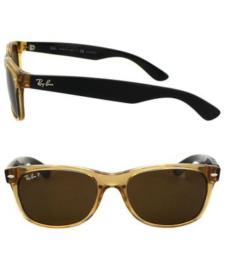 Ray-Ban Rectangle Unisex Honey Crystal Brown Polarized Sunglasses New Wayfarer RB2132 - One Size