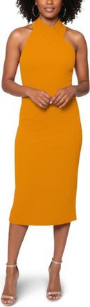 Rachel Roy Harland Crossover Halter Midi Dress in Honey at Nordstrom, Size Xx-Large