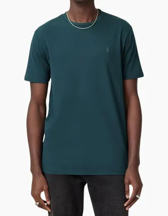 AllSaints Mens AllSaints Mens T Shirts Lycra Stretch Cotton Crew Neck Short Sleeve Summer Tee - Green - Size: 38
