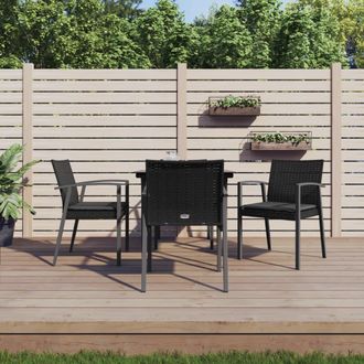 vidaXL Vidaxl - Juego Comedor Jard&iacute;n 5 Piezas Y Cojines Rat&aacute;n Sint&eacute;tico Y Acero