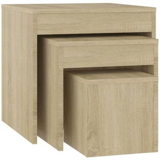 vidaXL Vidaxl - Mesas Apilables 3 Piezas Madera Contrachapada Roble Sonoma