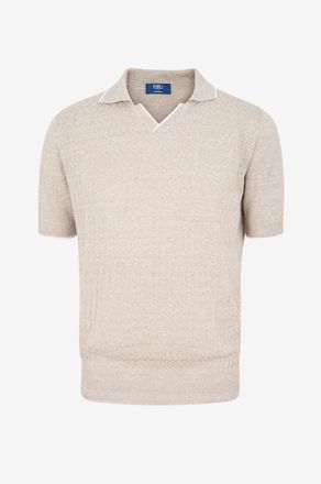 Fedeli Polo aus Leinen und Baumwolle meliert