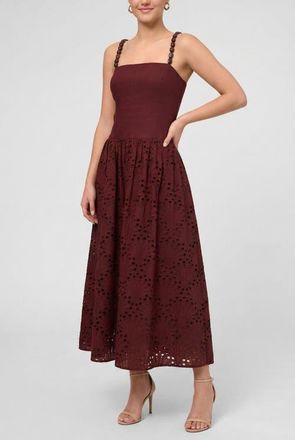 Rachel Roy Maristella Drop Waist Bead Strap Midi Dress in Dark Red at Nordstrom, Size 14