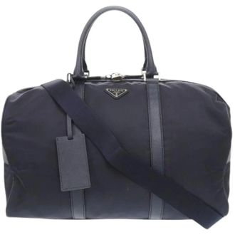 Prada Pre-owned Weekend Bags, male, Blue, Size: ONE SIZE Pre-owned Boston bag