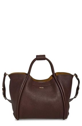 Max Mara Marine Grained Leather Tote in Bordeaux at Nordstrom