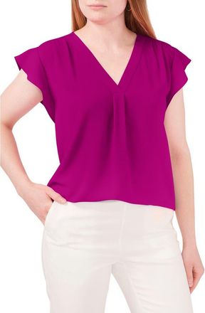 Chaus Print Flutter Sleeve Blouse in Plum Tart at Nordstrom, Size Medium