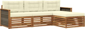 vidaXL Conjunto De Sof&aacute;s De Exterior 4 Uds. Natural Y Crema Vidaxl