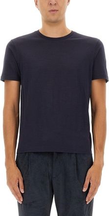 Herno Blue Wool T-Shirt With Fitted Silhouette