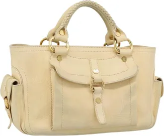 Celine Boogie Satchel Leather Beige Leather Handbag (Pre-Owned)