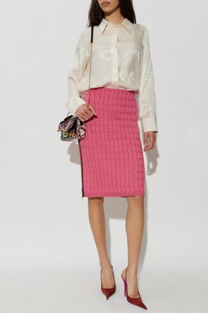 Fendi Skirt With Decorative Weave, Womens, Pink