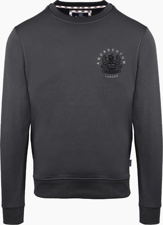 Aquascutum Mens Crew Neck Ribbed Collar Long Sleeve Sweatshirt - Grey - Size: 2X large