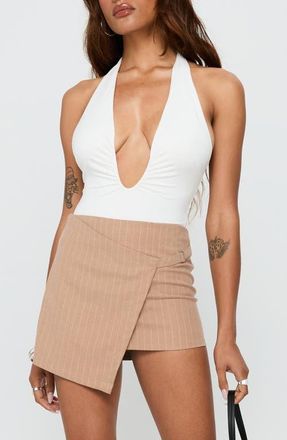 Princess Polly Emmalyne Plunge Neck Halter Bodysuit in White at Nordstrom, Size 10