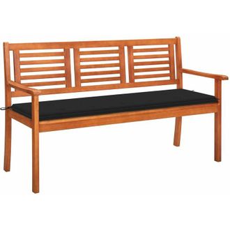 vidaXL Banco De Jard&iacute;n 3 Plazas Madera Maciza Eucalipto Y Coj&iacute;n 150 Cm Vidaxl