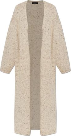 Fabiana Filippi Lange Cardigan Met Lurexdraad - Dames - Vesten - Beige - S - Wol - Truien & Vesten