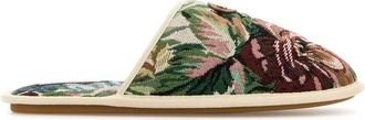Valentino Garavani Mens Printed Fabric Ta Chambre Slippers - Dark Green Textile - Size EU 40