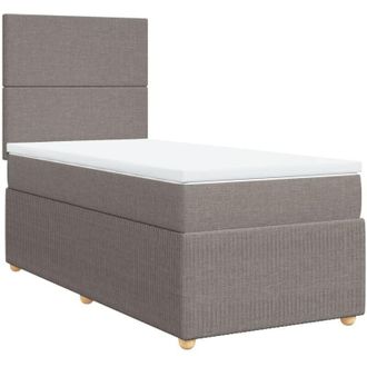 vidaXL Cama Box Spring Con Colch&oacute;n Tela Gris Taupe 90x190 Cm Vidaxl