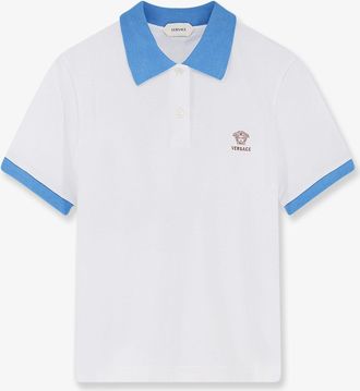 Versace Polo in cotone con ricamo Medusa - VERSACE - gender_Woman